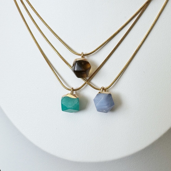 Natural Crystal Pendant Necklace Set (3 necklaces included), Jewelry Gift Set - Picture 3 of 9